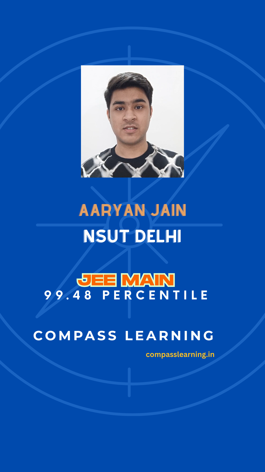Aaryan Jain — NSUT Delhi · JEE Main 99.48 percentile