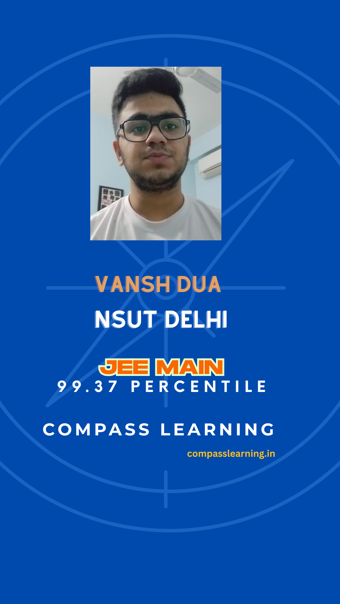 Vansh Dua — NSUT Delhi · JEE Main 99.37 percentile